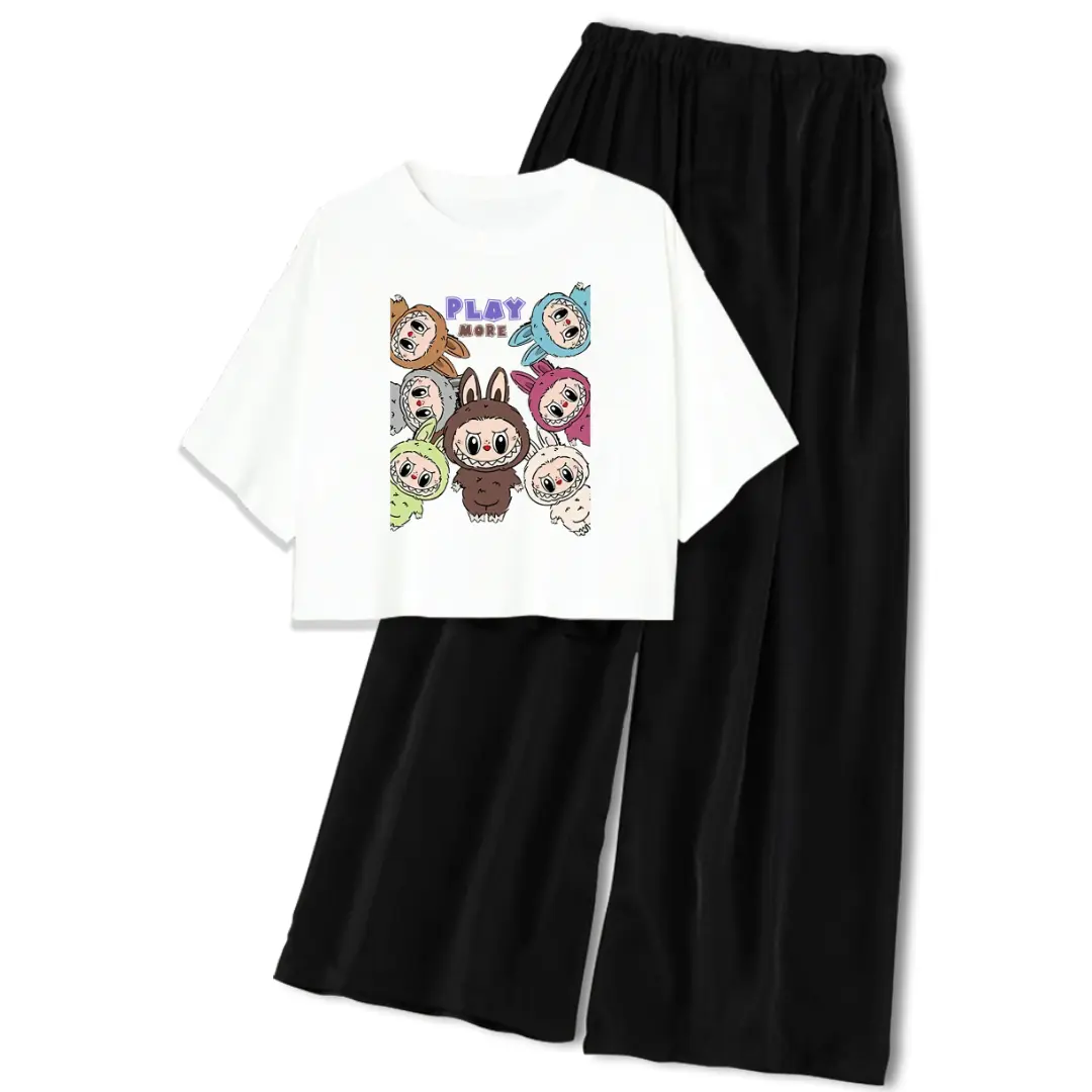 Setelan Anak Remaja Baju dan Celana Kulot Series Fashion Usia 9-14 Tahun labubu PLAY MORE