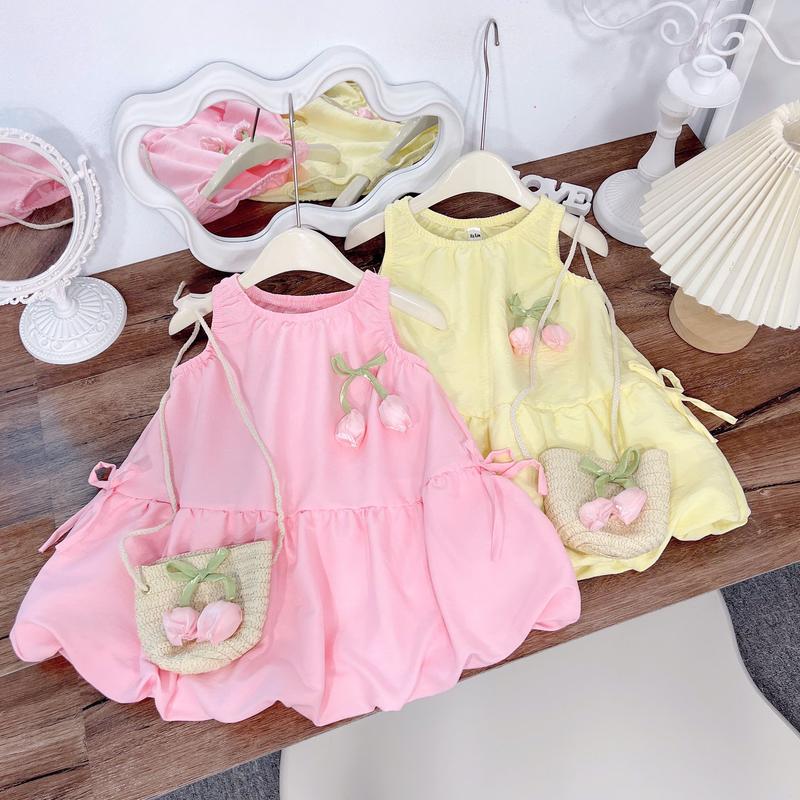   Kho Sỉ Anh Đức  Váy Hoa Tulip Baby có 2 màu TẶNG TÚI CÓI xinh yêu cho bé Đi Biển  Váy cho bé Đi chơi 6-30kg 