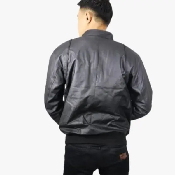 Jaket Ariel Full Black Semi Kulit High Lembut Nyaman Pria Hitam 1