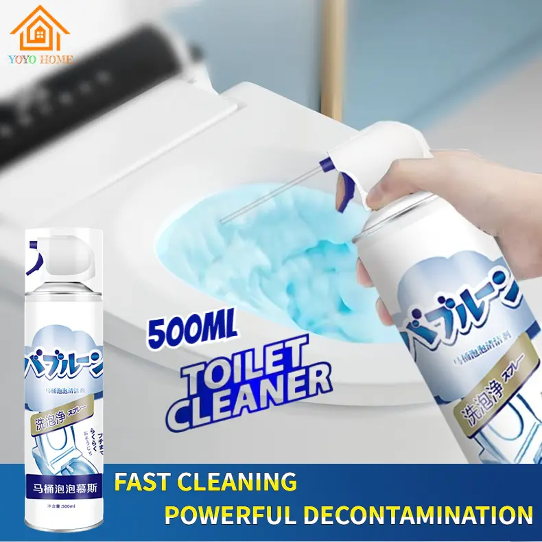 500ML*2 Toilet Cleaner Spray Toilet Foam Mousse Bathroom Bubble Cleaner Strongly Clean Antibacterial Deodorize Brush Cleaning Household Plastic Pot Wall