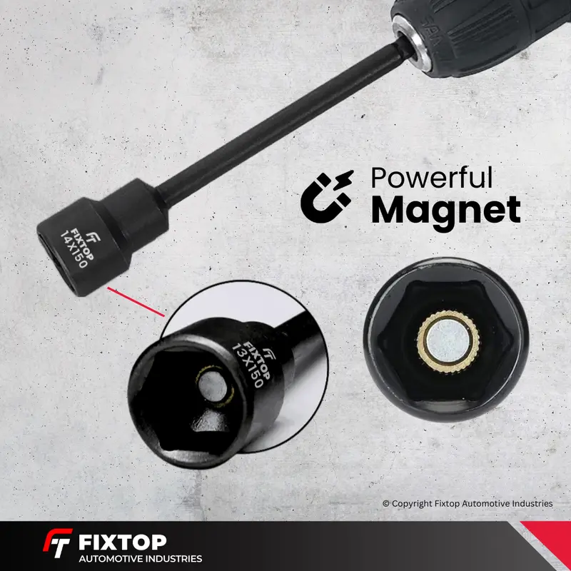 FIXTOP Mata Shock Roofing Magnet 1/4 Hex 6mm 8mm 10mm 12mm 13mm 14mm Magnetic Power Nut Impact Driver 5