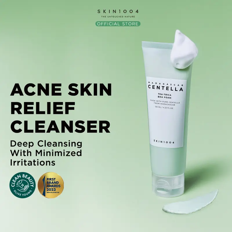 SKIN1004 Madagascar Centella  Tea-Trica BHA Foam 125ml Perawatan Wajah Berjerawat Berminyak Membersihkan Kotoran Bruntusan 0