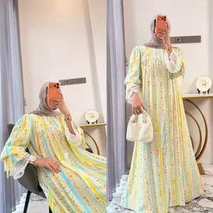 Raya Series Amanda Dress Gamis Rayon Motif Lengan Renda Gamis Lebaran 2026 Gamis Rayon Jumbo