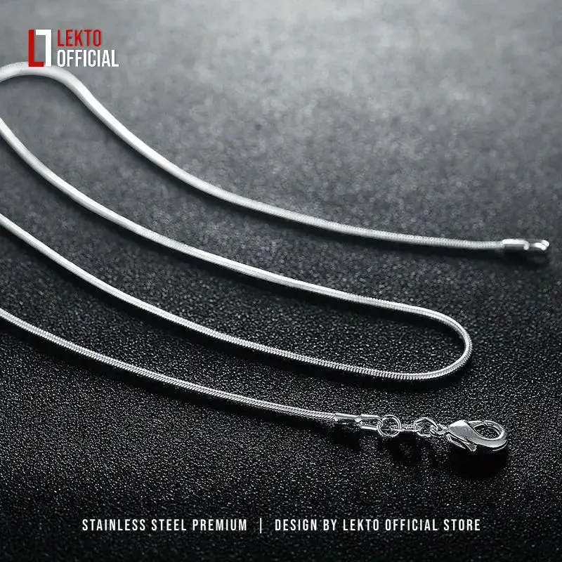 Kalung Titanium Anti Karat Selamanya Uniseks Pria Wanita Terlaris Motif Kotak SIERRA Monel Silver Pelapisan Logam Elegan 3