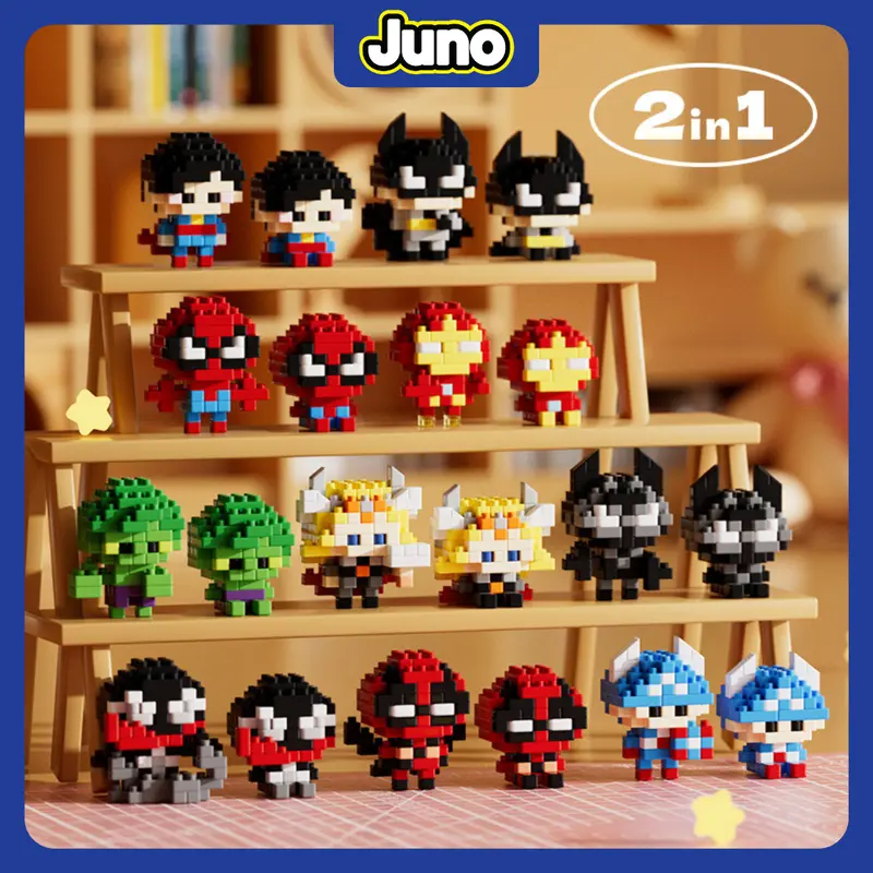 JUNO Nano Block Superhero Karakter Bricks DIY Mainan Balok Susun Mainan Anak Mainan Edukasi Puzzle 0