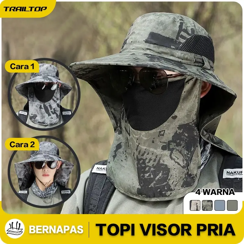 [READY] TrailTop Topi Gunung Topi Visor Lipat Pinggiran Lebar Anti UV Topi Mancing Bernapas