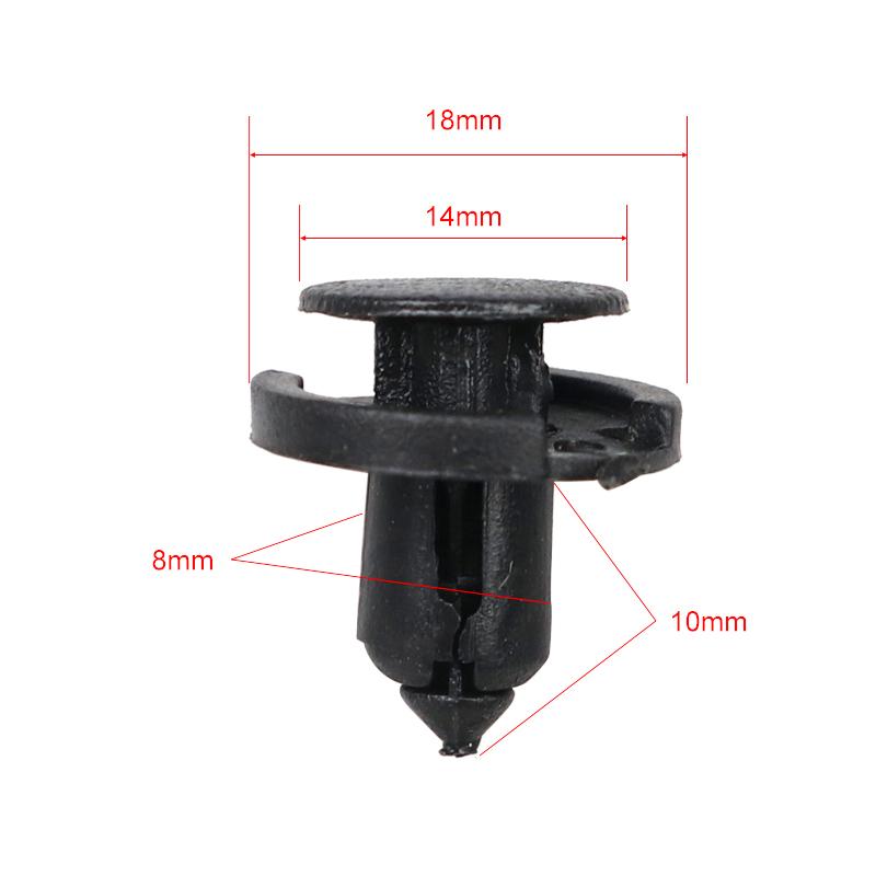 Product Introduction of 10/20/50pcs 8mm Diameter 8mm Black Plastic Auto Fasteners Rivets Clips Vehicle Car Bumper Door Panel Fender Liner Clips Retainer 24