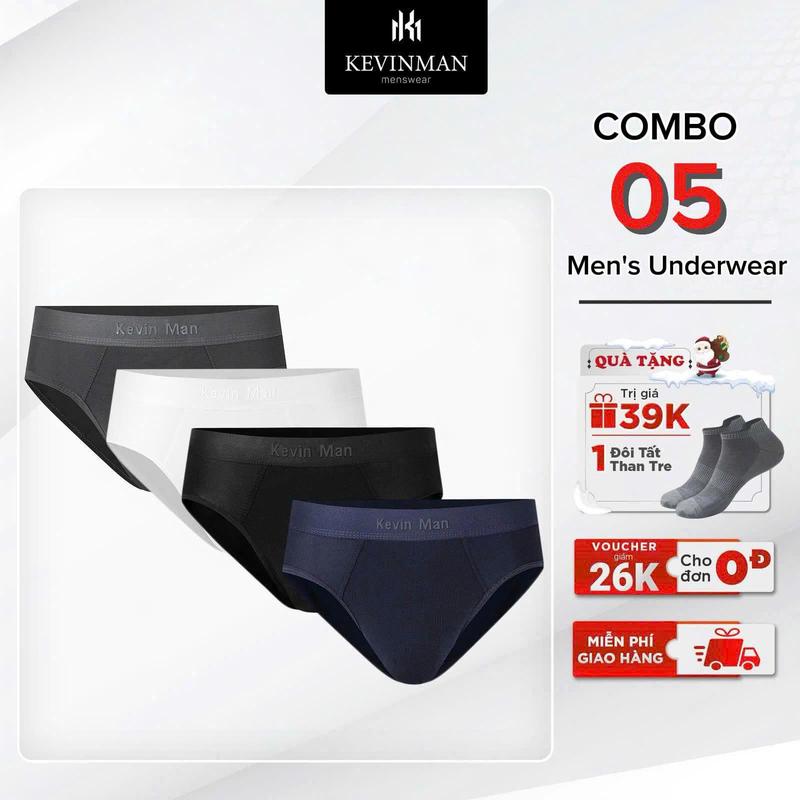 Combo quần lót nam quần sịp nam tam giác Kevin Man chất thun lạnh kháng khuẩn mềm mịn phong cách nam tính - Kevin Man