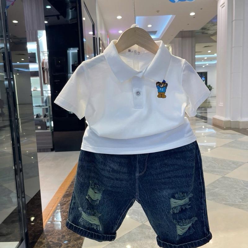  Sét Áo Polo cotton + Quần ngố cho bé trai siêu đẹp size 15-35kg   có lẻ áo   