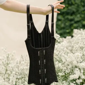 [CIKOR BONDLOUMIER] KORSET LONGSO RED & BLACK LACE LATEX PREMIUM 25 TULANG + EXTENDER