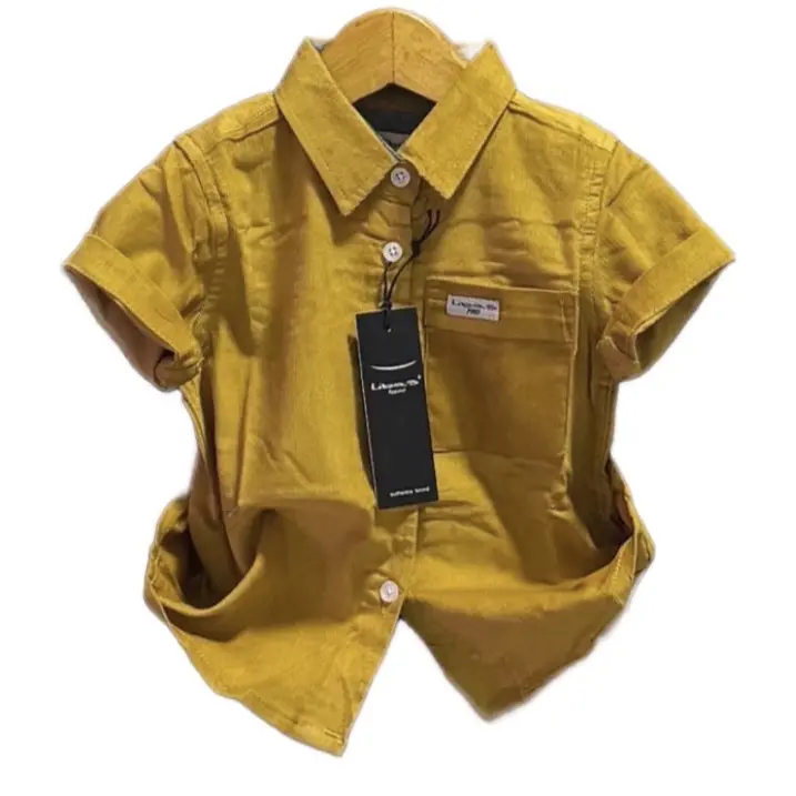 Kemeja Anak Laki-laki 6 Bulan-12 Tahun Polos Warna Kuning Mustard Lengan Pendek Premium Quality Terbaru Brand Libas Original — Fashion Anak laki-laki Branded 2