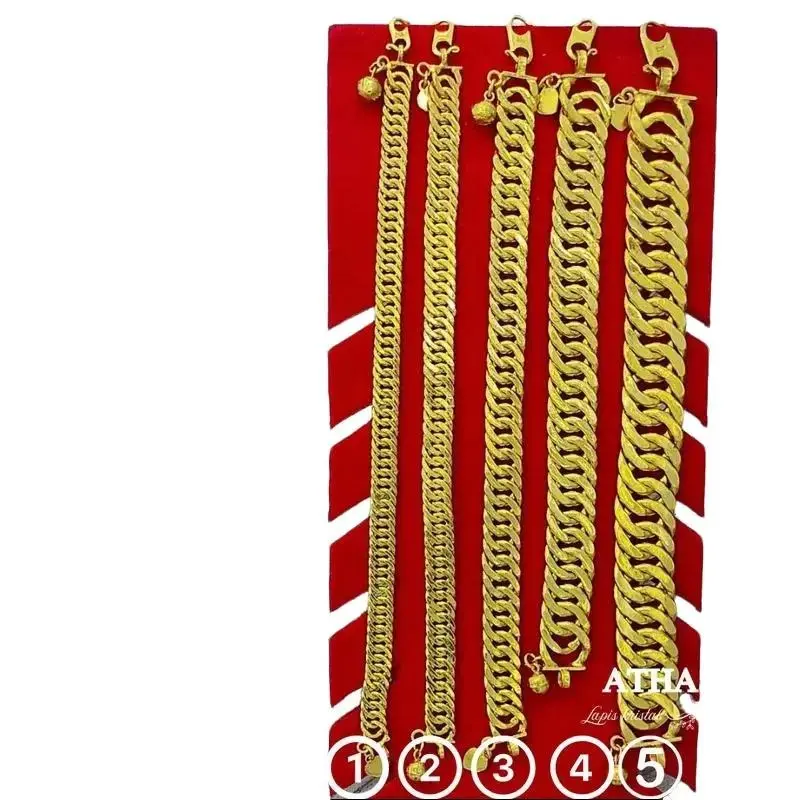 Gelang Lapis Kristal Atha Motif Lipan Model Susun Double gelang tangan wanita Emas Perhiasan Bracelets 0