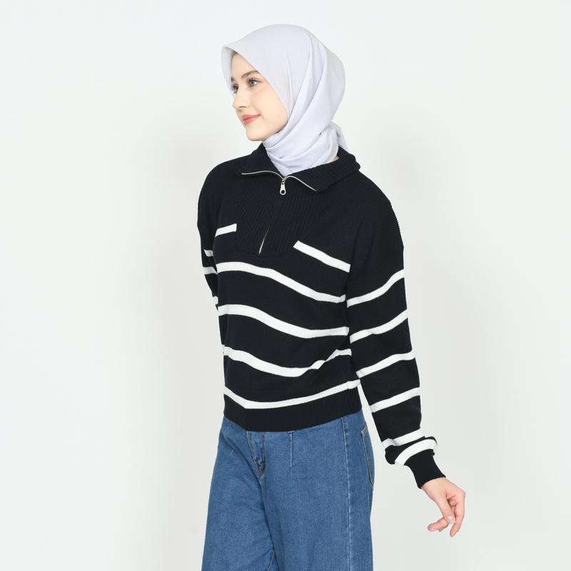 Product Introduction of (Produk Baru) Outer Blouse Rajut Wanita Zipper Crop Top  Korean Style Bahan Lembut Premium 49