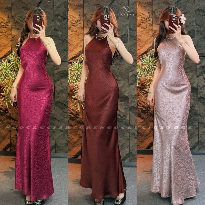 G06 - Đầm Lụa Yếm Dáng Dài Cột Dây Phong Cách Sang Trọng Đi Tiệc - Ngọc Lucie