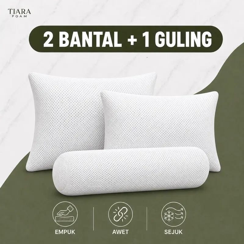 SET BUNDLE 2 BANTAL 1 GULING UK STANDAR DEWASA BUSA FULL MEMORY FOAM