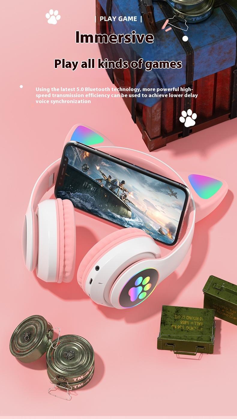 Product Introduction of Tai Nghe Bluetooth Trùm Đầu, STN-28, Tai Nghe Bluetooth Không Dây, Tai Nghe Tai Mèo Dễ Thương, P47P47MY08 5