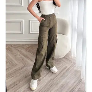 ZAYIDA -  Rora Cargo Pants - Celana Kargo Wanita Katun Twill Stretch Highwaist Loose Korean Style Jumbo