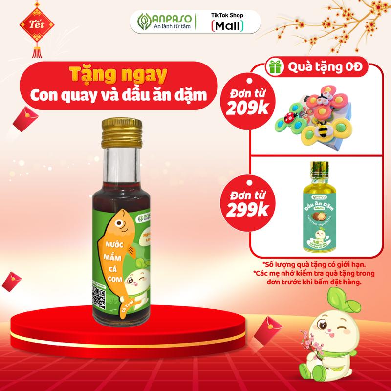 Nước Mắm Ăn Dặm Cho Bé Anpaso 120ml - Nước mắm cá cơm nguyên chất thành phần chỉ cá và muối - Độ đạm lý tưởng 40 độ.