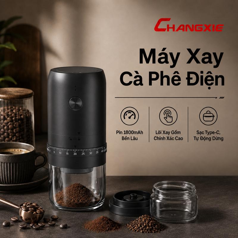 Máy Xay Cà Phê Điện Không Dây, 40 Mức Điều Chỉnh Độ Mịn, Lõi Xay Gốm, Pin…