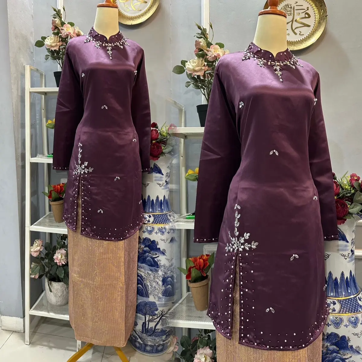 kurung Melayu tradisional (Atasan Saja)  tunik basiba baju kurung Minang baju kurung pesta seragaman
