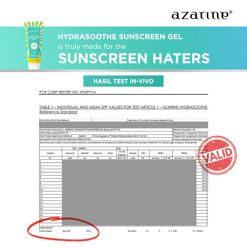 [Twin Pack Gel] Azarine Hydrasoothe Sunscreen Gel SPF45 PA++++ 50 ml Berminyak Box Wajah  Facial  Sunscren  Sunblock Berminyak 3