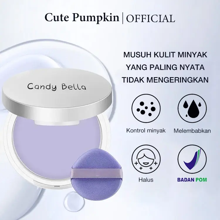 [100% Asli] Candy Bella Powder Bedak Lavender Matte Powder Oil Control Luxcrime Setting Powder Compact Lightweight Natural Matte Finish Natural Setting Powder Waterproof Loose Powder