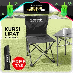 Kursi Lipat Outdoor Portable Kursi Camping Tanpa Sandaran Kursi Gunung Bangku Tanpa Sandaran SPEEDS 031-14 (BLACK)