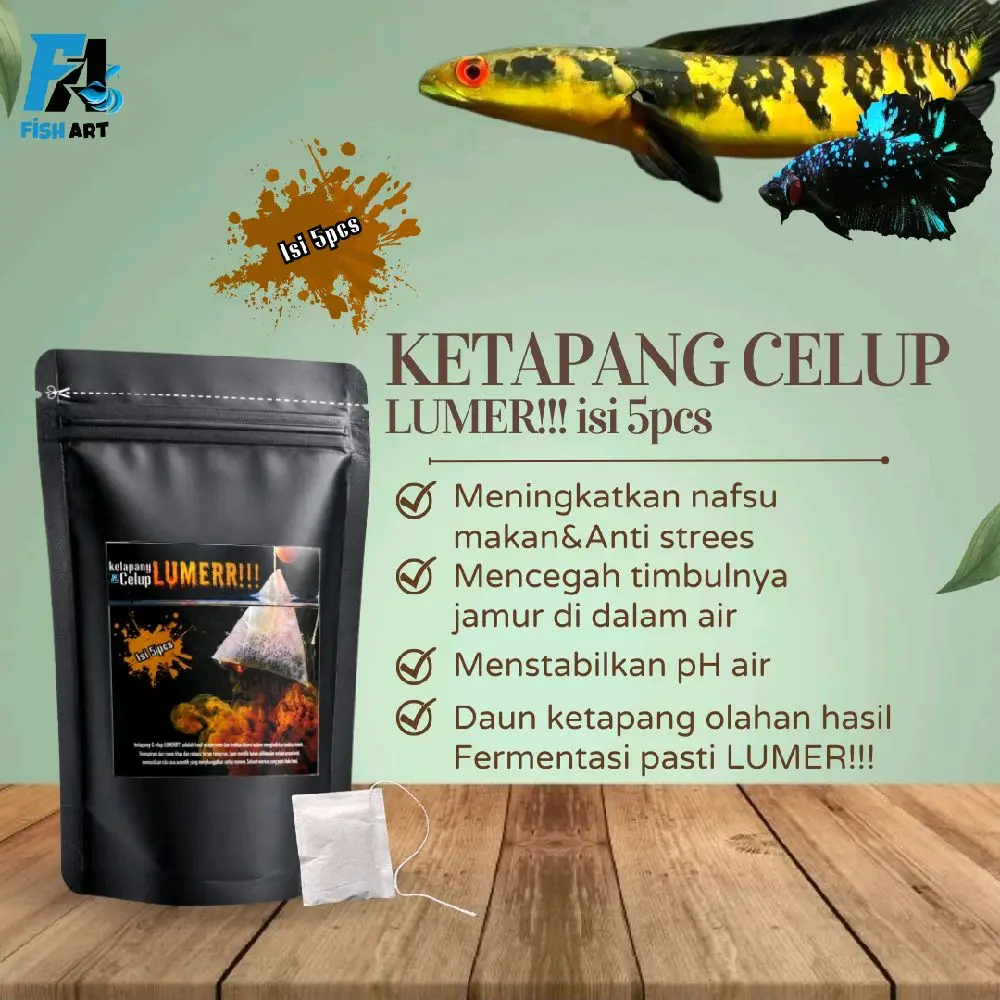 Fish Art • Ketapang Celup Lumer Isi 5pcs - Meningkatkan nafsu makan ikan & membuatnya lebih tenang, anti stres. Efek relaxasi yang nyata