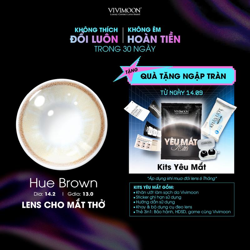 [Tặng Khay Đựng] Kính áp tròng Vivimoon Lens màu nâu trong trẻo Huế Brown Lens cho mắt thở chất liệu Silicone Hydrogel dùng êm mềm HSD 6 tháng (giá 01 đôi)