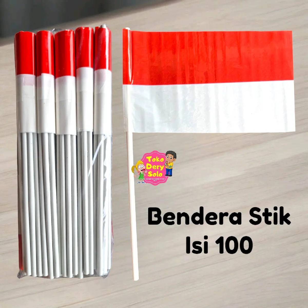 (100pcs) Bendera Stik Pawai Merah Putih OPP Kilau
