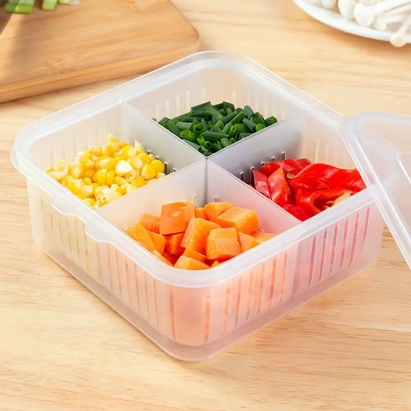Hộp Đựng Hành Tây, Gừng Và Tỏi, Hộp Đựng Thực Phẩm Nhà Bếp, Hộp Giữ Tươi Hành Tủ Lạnh, Hộp Chuẩn Bị Rau Củ Thoát Nước, Thích Hợp Cho Trái Cây Và Thực Phẩm, Đặc Biệt 4
