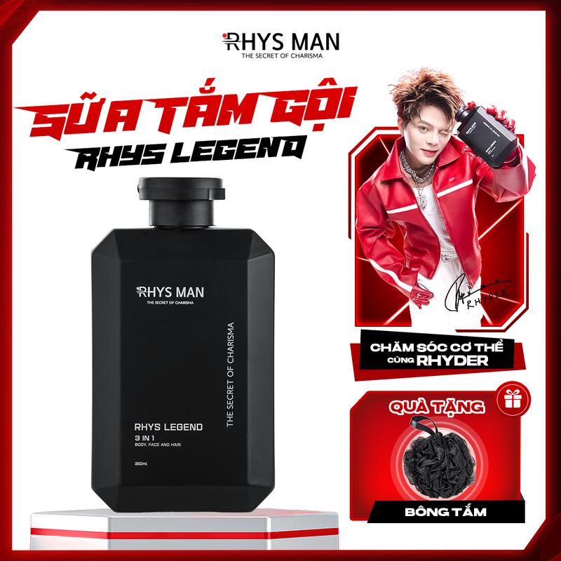 [RHYDER x RHYS MAN] Sữa tắm gội nam RHYS MAN hương nước hoa 3in1 Rhys Legend & Rhys Noble 350ml | Mua 1 tặng Bông tắm than tre