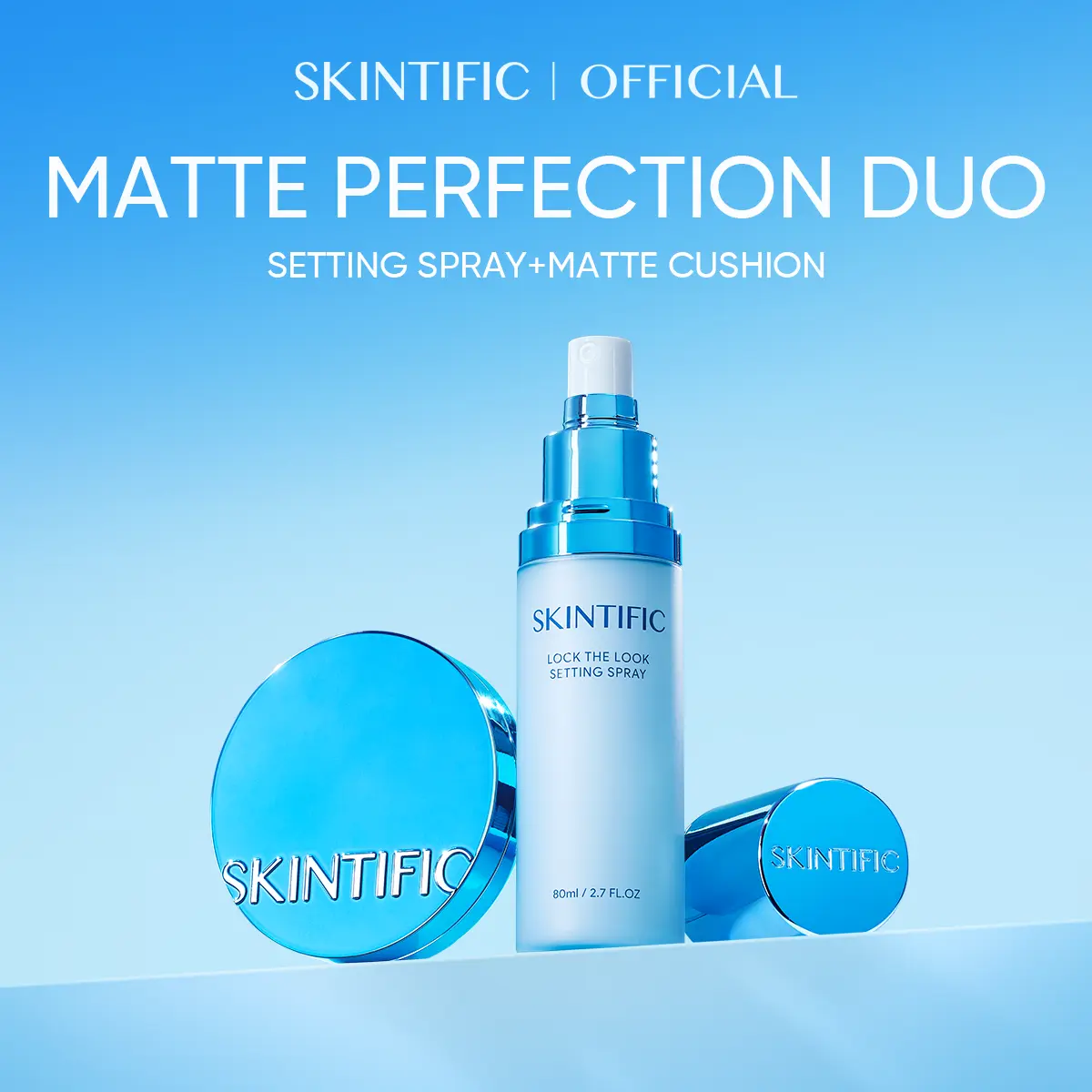 [SKINTIFIC OFFICIAL] SKINTIFIC Combo MATTE CUSHION+SETTING SPRAY PERFECTLY MATTE COVER LONG LASTING PORELESS  FLAWLESS SOFT Longer Lasting Look Hydrate Prevent Dullness MATTE Makeup Cosmetic