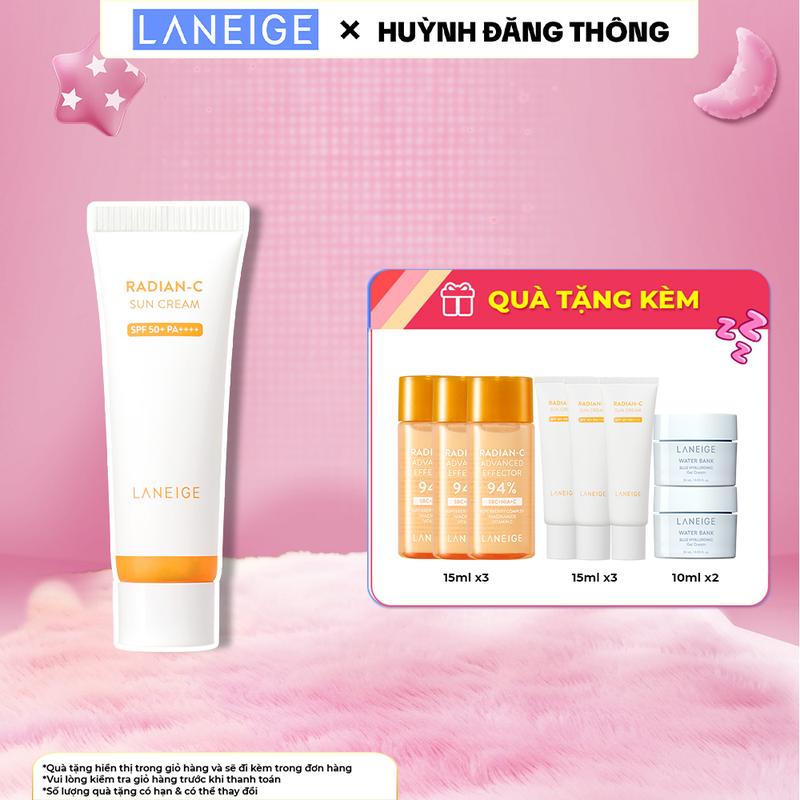 LANEIGExHUỲNH ĐĂNG THÔNG Kem chống nắng bảo vệ da LANEIGE Radian-C Sun Cream SPF 50+ PA++++ 50ml Skincare Làm Đẹp Da