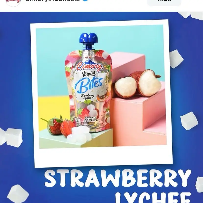 Cimory bites , yogurt dengan natadecoco , isi 120 gr dan punya 6 varian rasa Yoghurt