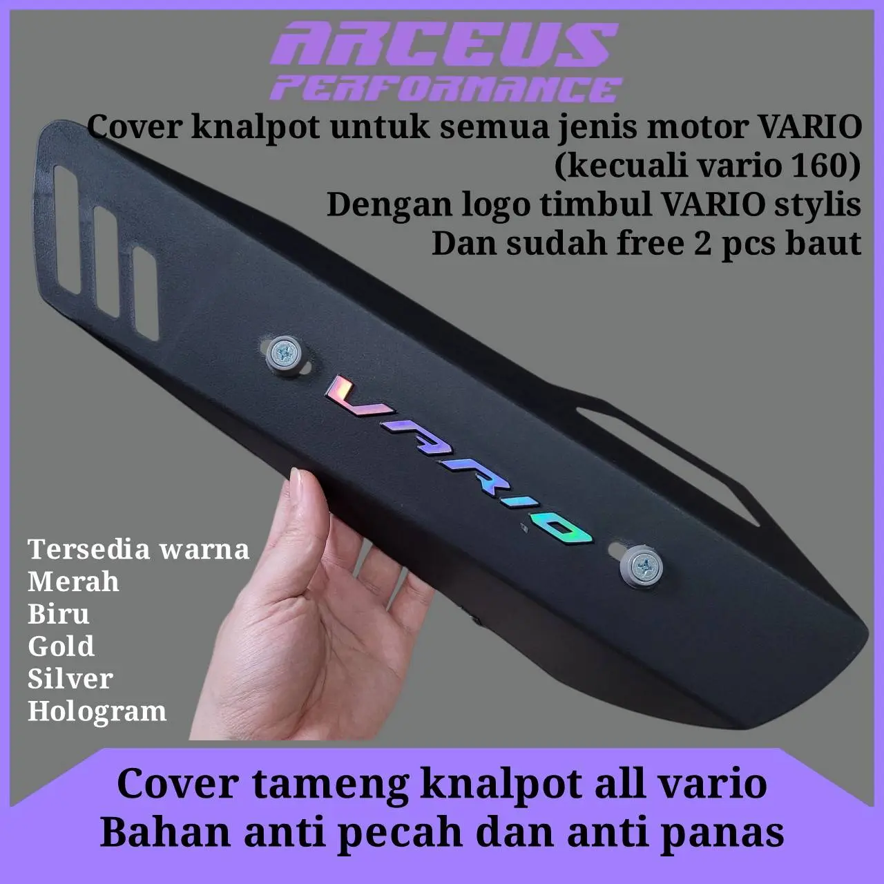 Promo new Cover knalpot tameng kenalpot motor logo BEAT + baut monel warna HONDA VARIO 125 VARIO 150 VARIO 160 ALL VARIO semua jenis VARIO universal anti pecah