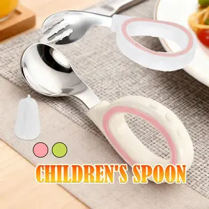 DAYMOTON [1set] Sendok makan bayi Sendok dan Garpu Anak Peralatan makan anak Peralatan makan balita