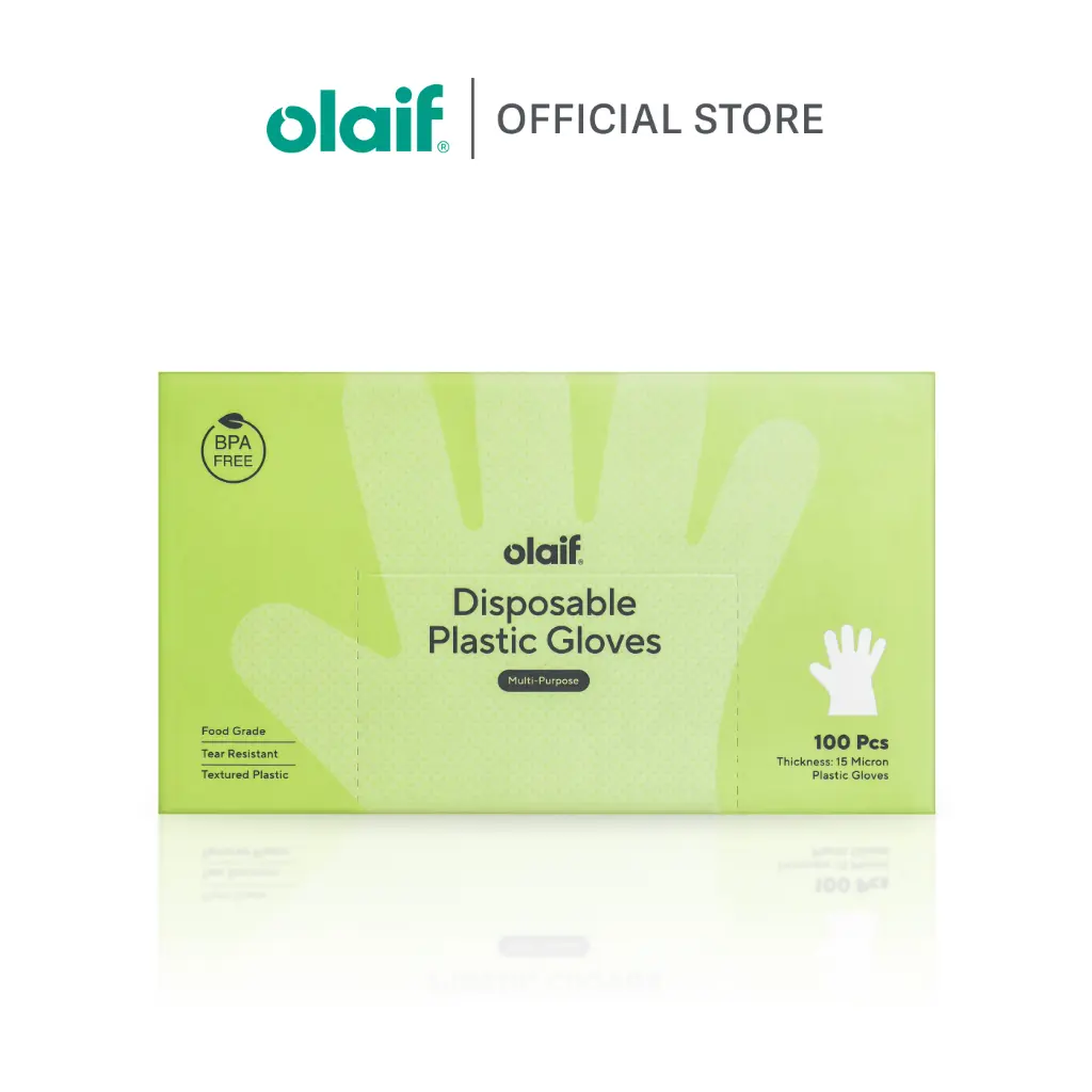 Olaif Disposable Plastic Gloves - 100 pcs (15 micron) - Sarung Tangan Plastik