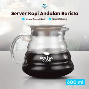 One Two Cups Coffee Server V60 Drip Pour Over Borosilicate Glass - SE101 High Quality