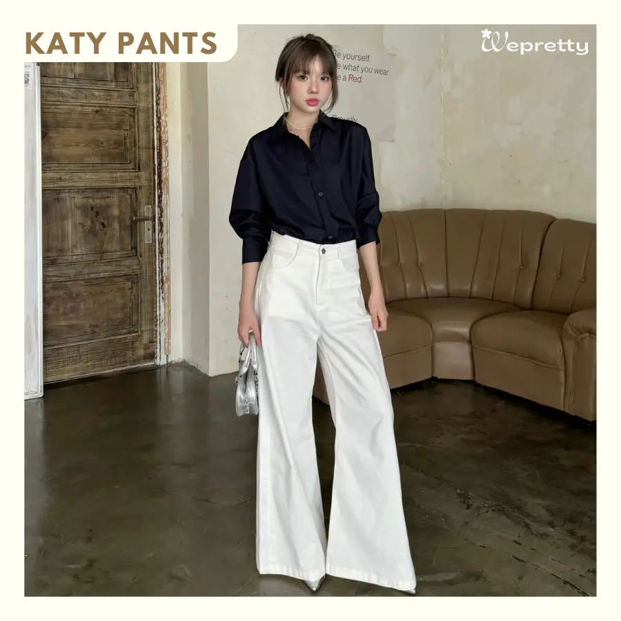 Quần ống loe nữ Q06 dáng dài chất liệu vải kaki mềm Wepretty Clothes với 3 phân loại màu dễ phối