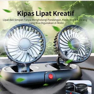 Angin Mobil 24V/12V 3 Head USB Pendingin Kuat Rotasi 360 Derajat untuk Truk Minibus Bebas Bising Daya Hisap Tinggi Mini Portable kipas 24 volt charger