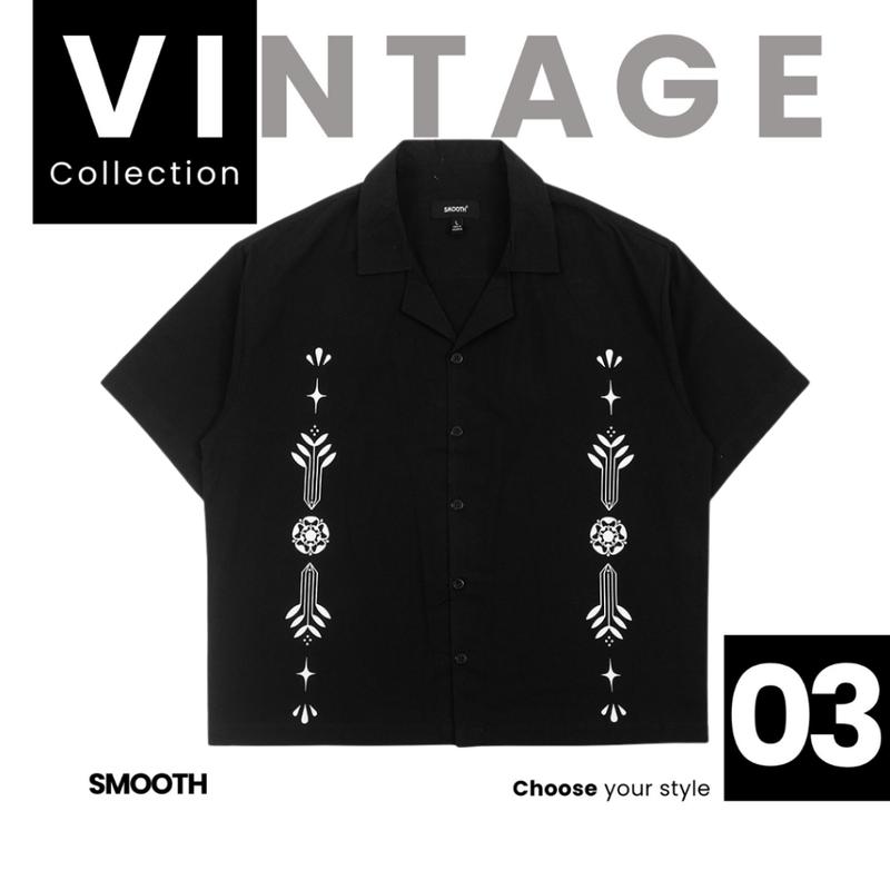 SMOOTH BASIC NEW Larvik Hawthorne Mono Black Vintage Boxy Shirts 0