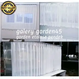 vitrase gorden pendek etalase warung nasi gorden vitrase polos poil furing gordyn buplit jendela kecil Plisket Putih modern ruang belajar Curtain Kain