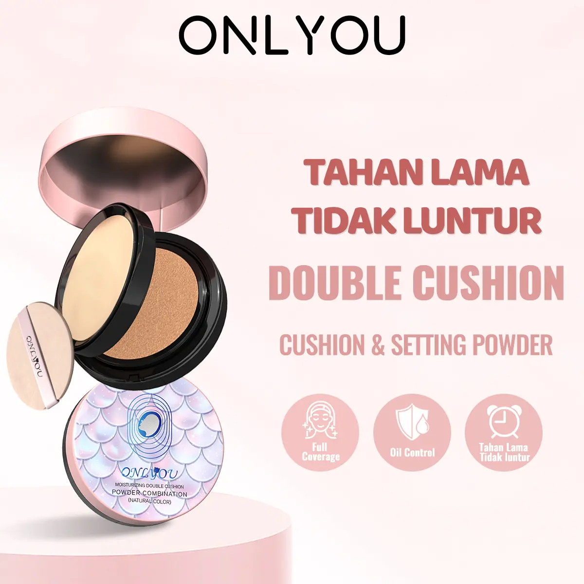 ONLYOU Double Air Cushion -Dan Setting Powder Matte Cushion Foundation - Full Coverage Long-lasting Glowing Waterproof 【BPOM Certification】【COD】