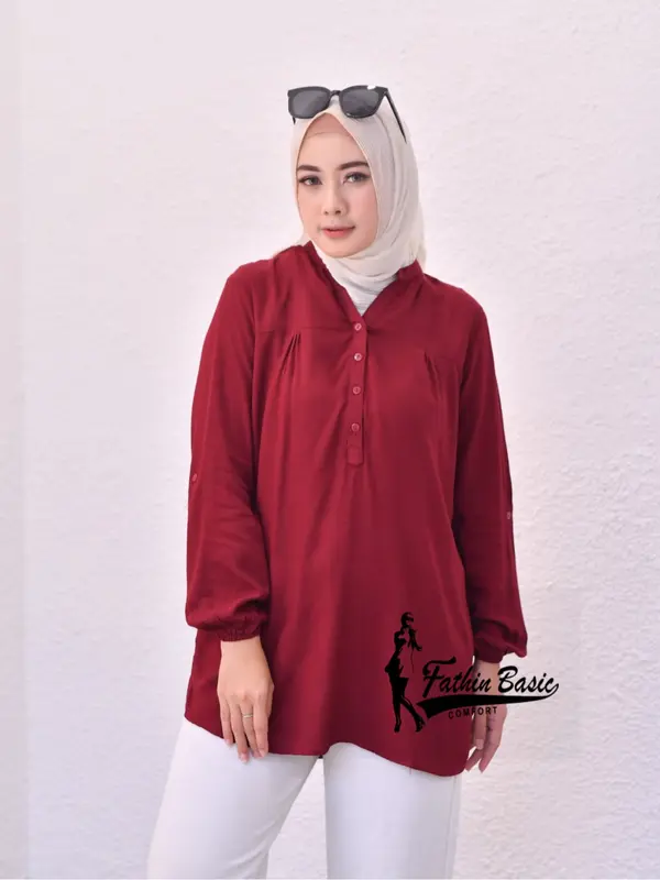 blouse polos hitam Atasan wanita Rayon Busui Friendly Baju oversize 6