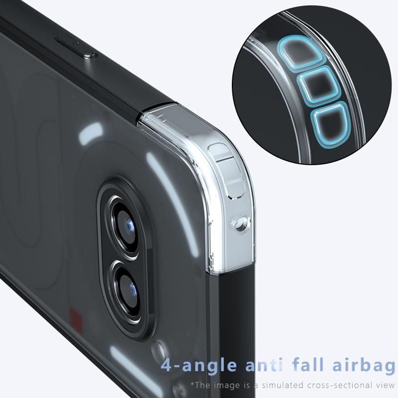 Nothing Phone 2a 2aPLUS Phone Casing matte skin feels four corners of the anti-fall airbag are transparent Black softcase back shell case  does not yellow Protection Cover Protective Cellphone Phonecase Smartphone Protector 3