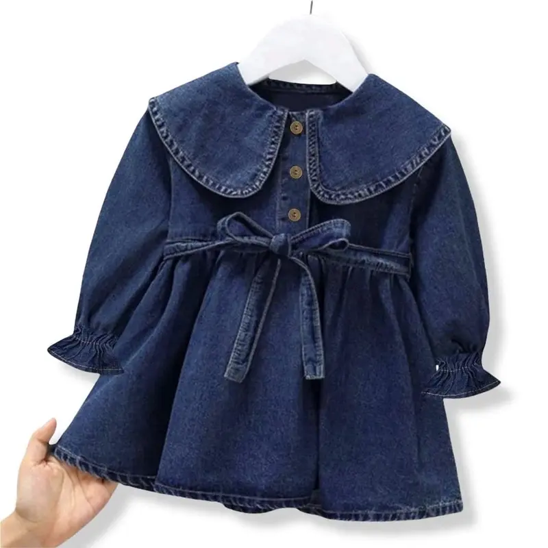 DRESS JEANS VINNA UNTUK ANAK USIA 1-6 TAHUN Lengan Blue Perempuan 3