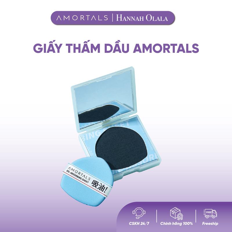 [Amortals-HO] Giấy Thấm Dầu AMORTALS Dạng Bông Mút - Hút Dầu Thừa Nhanh Chống, Chứa Thành Phần Dưỡng Ẩm Da Cải Thiện Da Khô Căng Khi Thấm Dầu, Không Lem Nền Kèm Gương Tiện Lợi Mang Theo, Thấm Dầu Tốt Dành Cho Mọi Loại Da