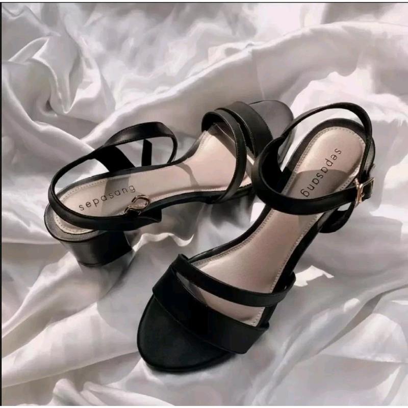 sandal wanita hak tahu/sandal wanita hak tahu 5cm tali belakang /sandal heel wanita dewasa / sandal kondangan wanita Kasual 1