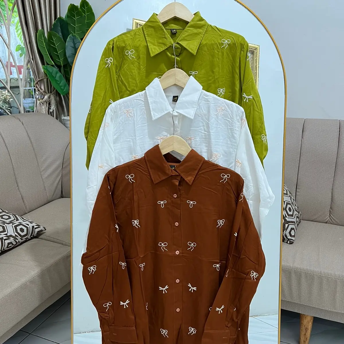 Kemeja katun twill Bordir  pita import premium quality
